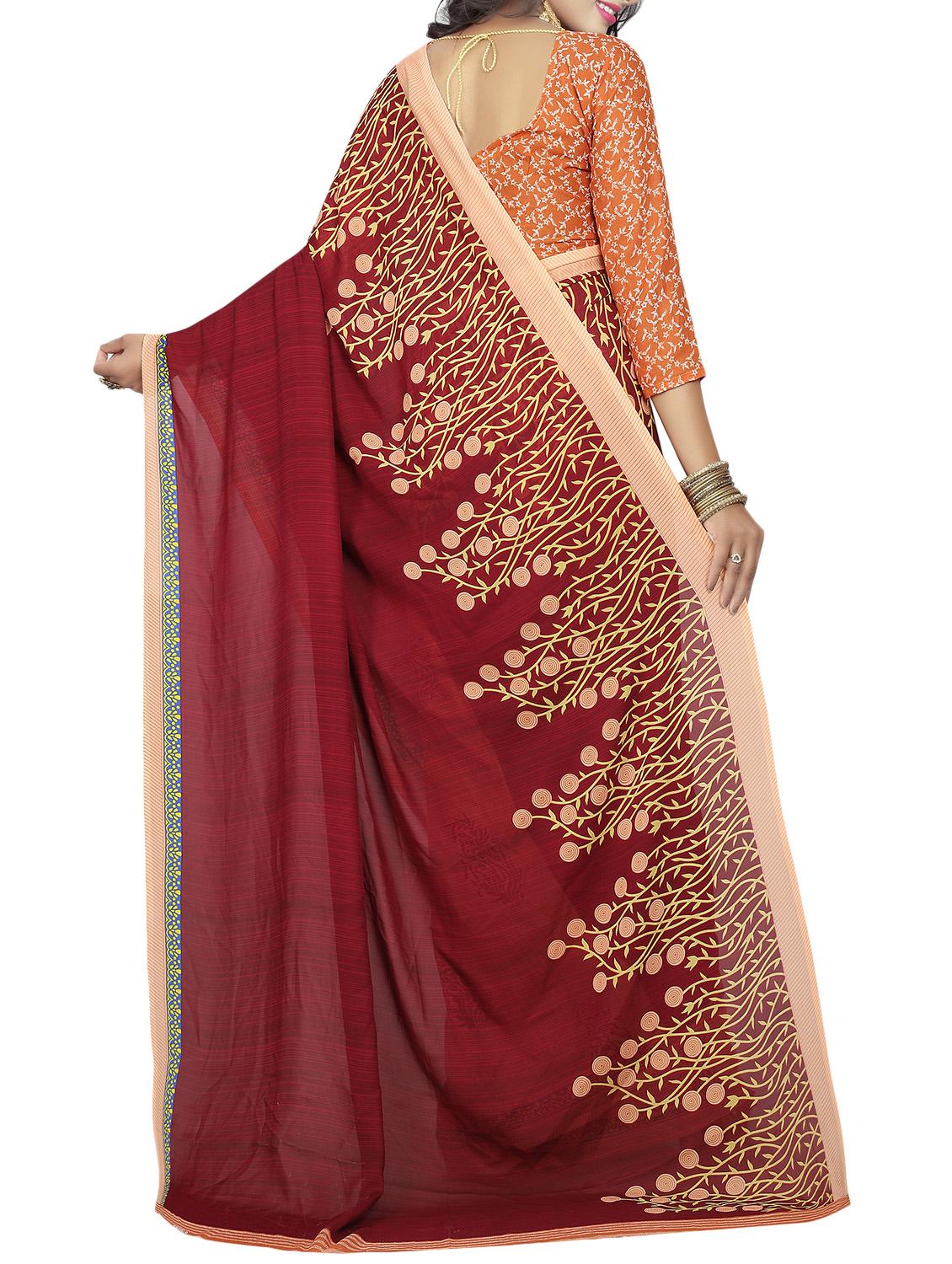floral half & half saree with blouse - 15738182 - Zoom Image - 2