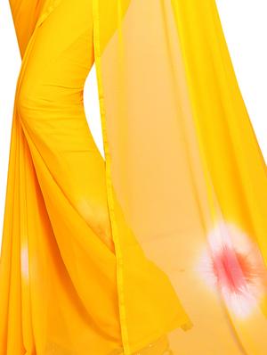 tie & dye yellow saree with blouse - 15738384 - Standard Image - 2