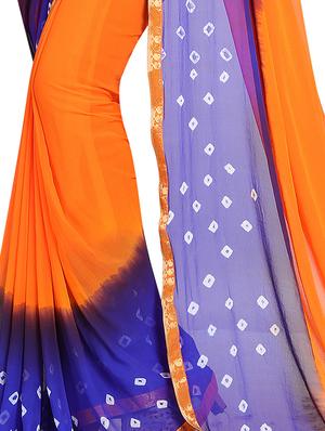 contrast border bandhani saree with blouse - 15738385 - Standard Image - 2