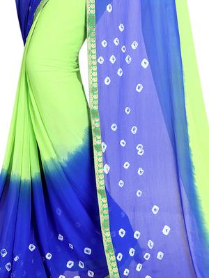 contrast border bandhani saree with blouse - 15738386 - Standard Image - 2