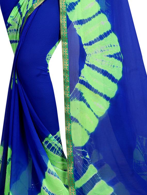 contrast shades shibori saree with blouse - 15738387 - Zoom Image - 2