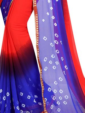 contrast border bandhani saree with blouse - 15738391 - Standard Image - 2