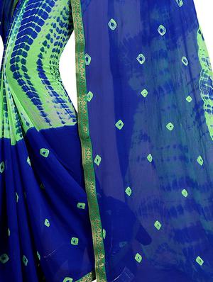 contrast shades shibori saree with blouse - 15738393 - Standard Image - 2