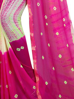 contrast shades shibori saree with blouse - 15738394 - Standard Image - 2