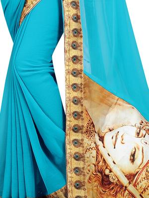 digital graphic printed saree with blouse - 15738395 - Standard Image - 2