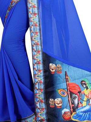digital graphic printed saree with blouse - 15738396 - Standard Image - 2