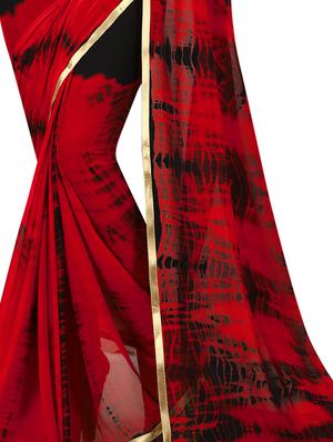 contrast shades shibori saree with blouse - 15738401 - Standard Image - 2