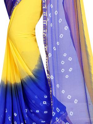 contrast border bandhani saree with blouse - 15738402 - Standard Image - 2