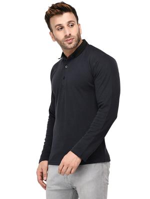 dark blue solid polo t-shirt - 15738549 - Standard Image - 2