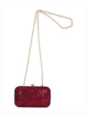 maroon cotton polyester blend regular clutch - 15738582 - Standard Image - 5