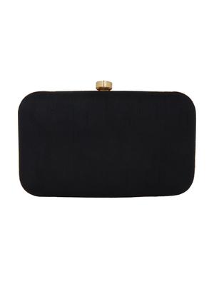 black cotton polyester blend box clutch - 15738588 - Standard Image - 2