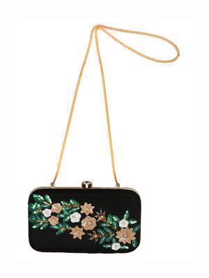 black cotton polyester blend box clutch - 15738588 - Standard Image - 5