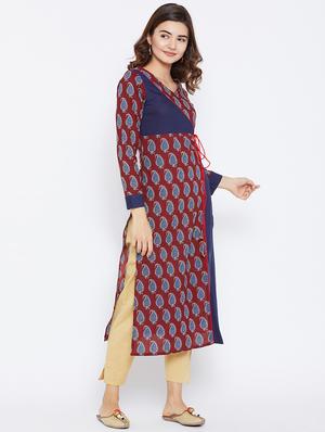 Paisley angrakha kurta - 15738749 - Standard Image - 2