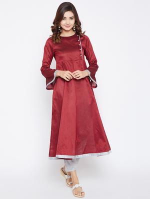 Soild anarkali kurta - 15738758 - Standard Image - 5