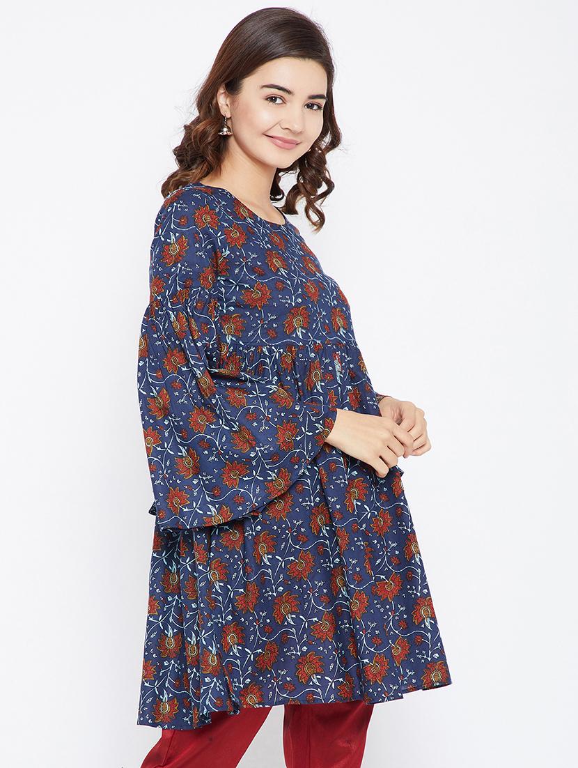 Printed bell sleeves kurti - 15738766 - Zoom Image - 2