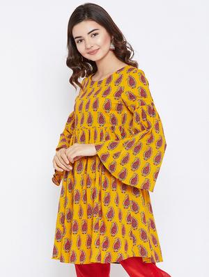 Printed bell sleeves kurti - 15738767 - Standard Image - 2