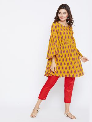 Printed bell sleeves kurti - 15738767 - Standard Image - 5
