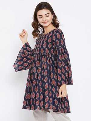 Printed bell sleeves kurti - 15738768 - Standard Image - 2