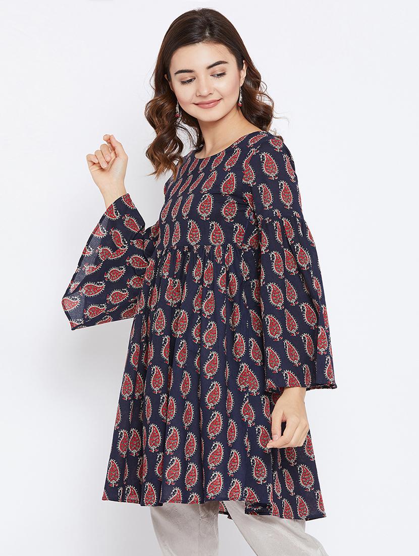 Printed bell sleeves kurti - 15738768 - Zoom Image - 2