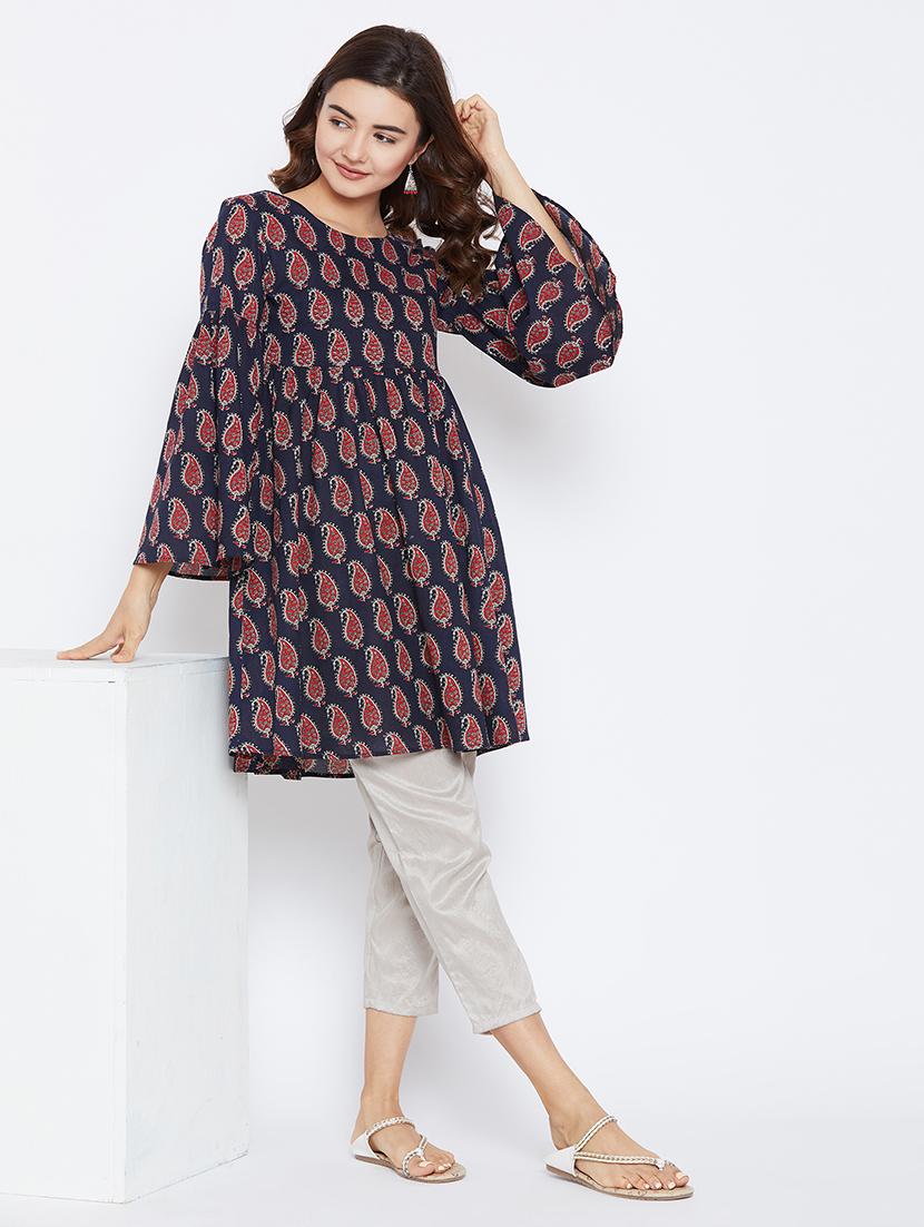 Printed bell sleeves kurti - 15738768 - Zoom Image - 5
