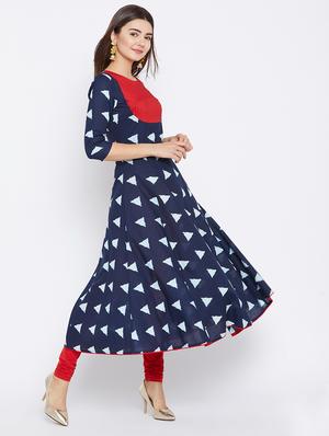 Geometrical flared kurta - 15738776 - Standard Image - 5