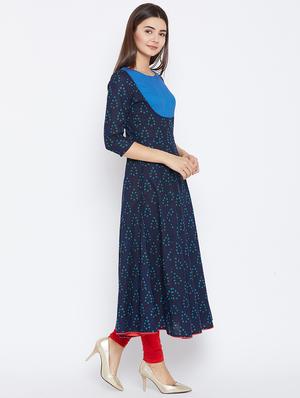 Printed flared kurta - 15738778 - Standard Image - 2