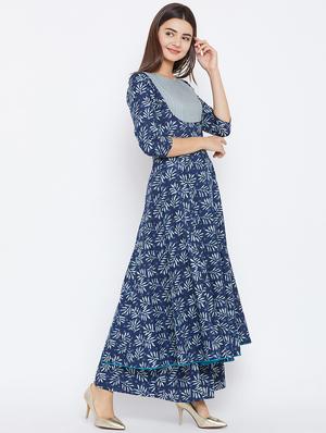Flared indigo kurta - 15738781 - Standard Image - 2