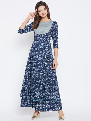 Flared indigo kurta - 15738781 - Standard Image - 5