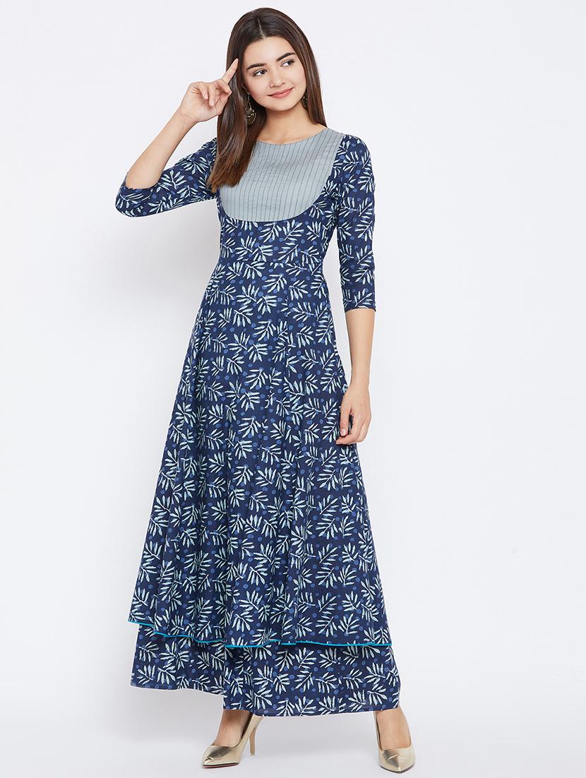 Flared indigo kurta - 15738781 - Zoom Image - 5