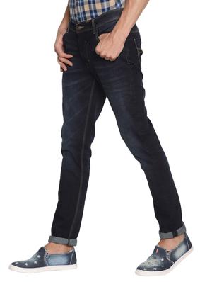 navy blue cotton washed jeans - 15738820 - Standard Image - 2