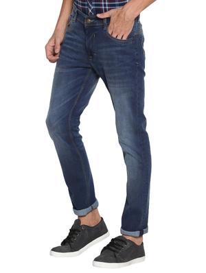 navy blue cotton washed jeans - 15738821 - Standard Image - 2