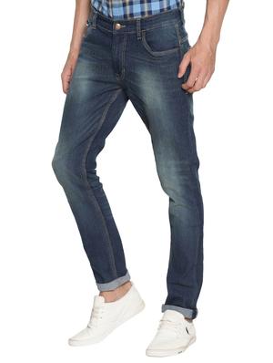 navy blue cotton washed jeans - 15738823 - Standard Image - 2