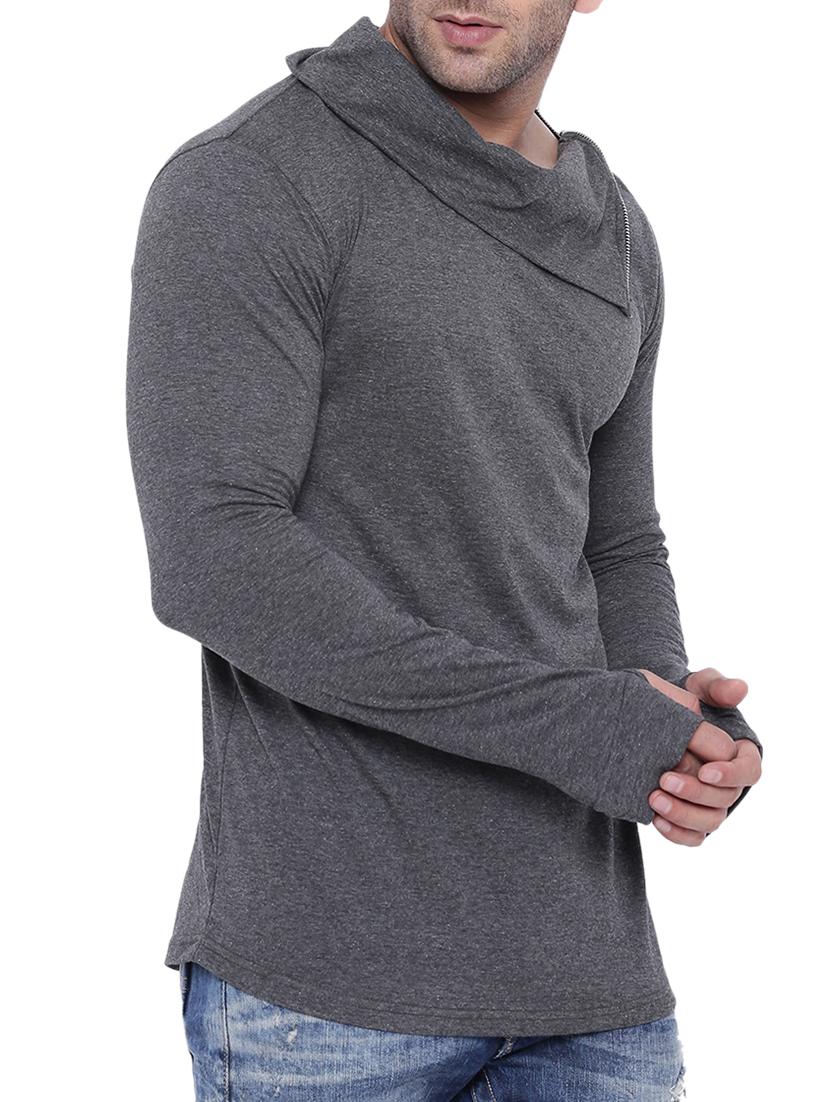 grey cotton thumb hole tshirt - 15739154 - Zoom Image - 2