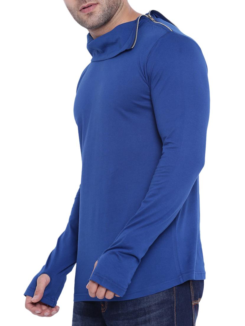 blue cotton thumb hole tshirt - 15739156 - Zoom Image - 2