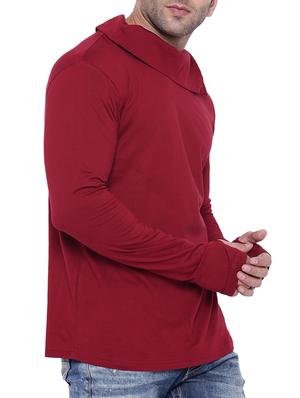 maroon cotton thumb hole tshirt - 15739157 - Standard Image - 2