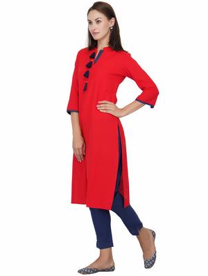 Straight kurta with tassels - 15740011 - Standard Image - 2