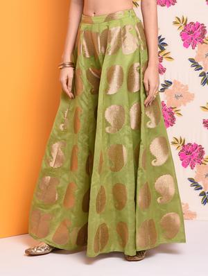 Self-design chanderi flared skirt - 15740977 - Standard Image - 2