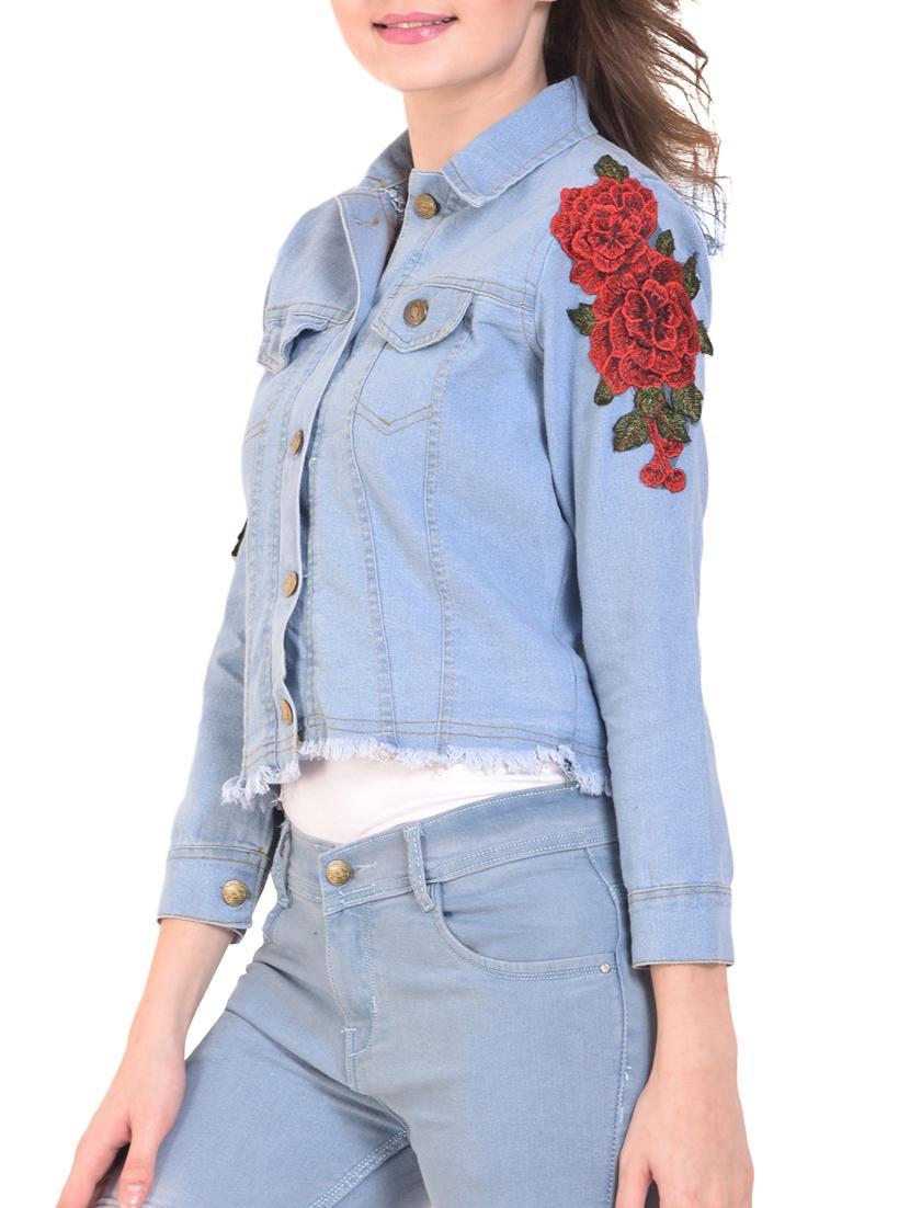 floral embroidered denim jacket - 15741022 - Zoom Image - 2