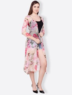 floral long line shrug - 15742917 - Standard Image - 2