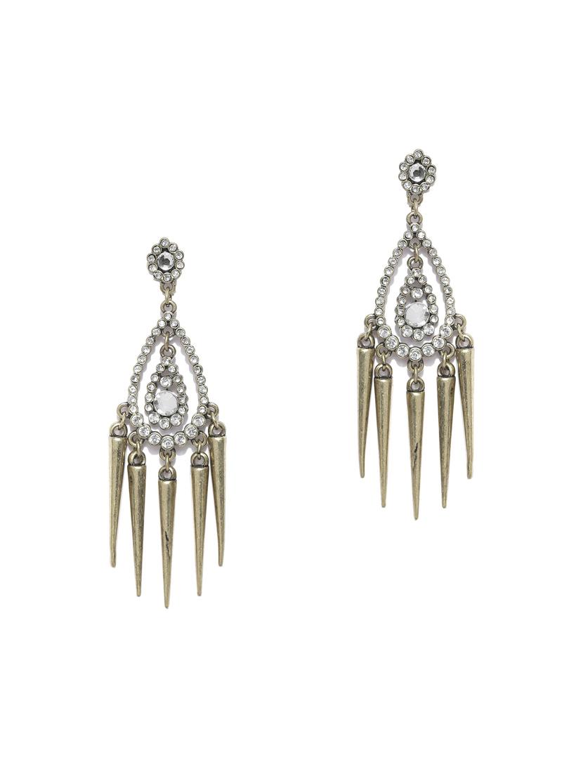gold metal chandellier earrings - 15743349 - Zoom Image - 2