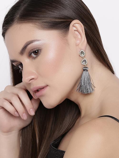 grey metal drop earrings - 15743362 - Standard Image - 1