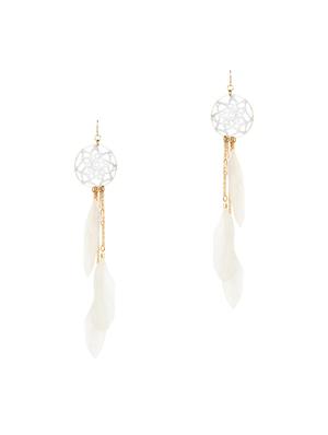 white metal drop earrings - 15743366 - Standard Image - 2