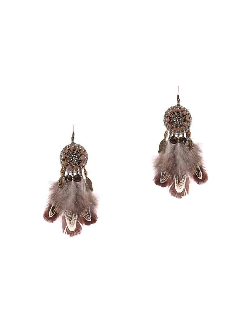 brown metal drop earring - 15743390 - Zoom Image - 2