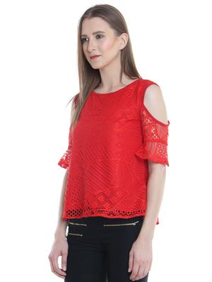 cold shoulder lace top - 15744269 - Standard Image - 2