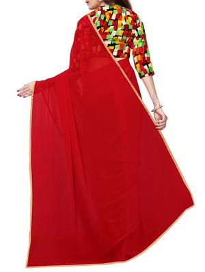 foil border maroon saree with blouse - 15745225 - Standard Image - 2