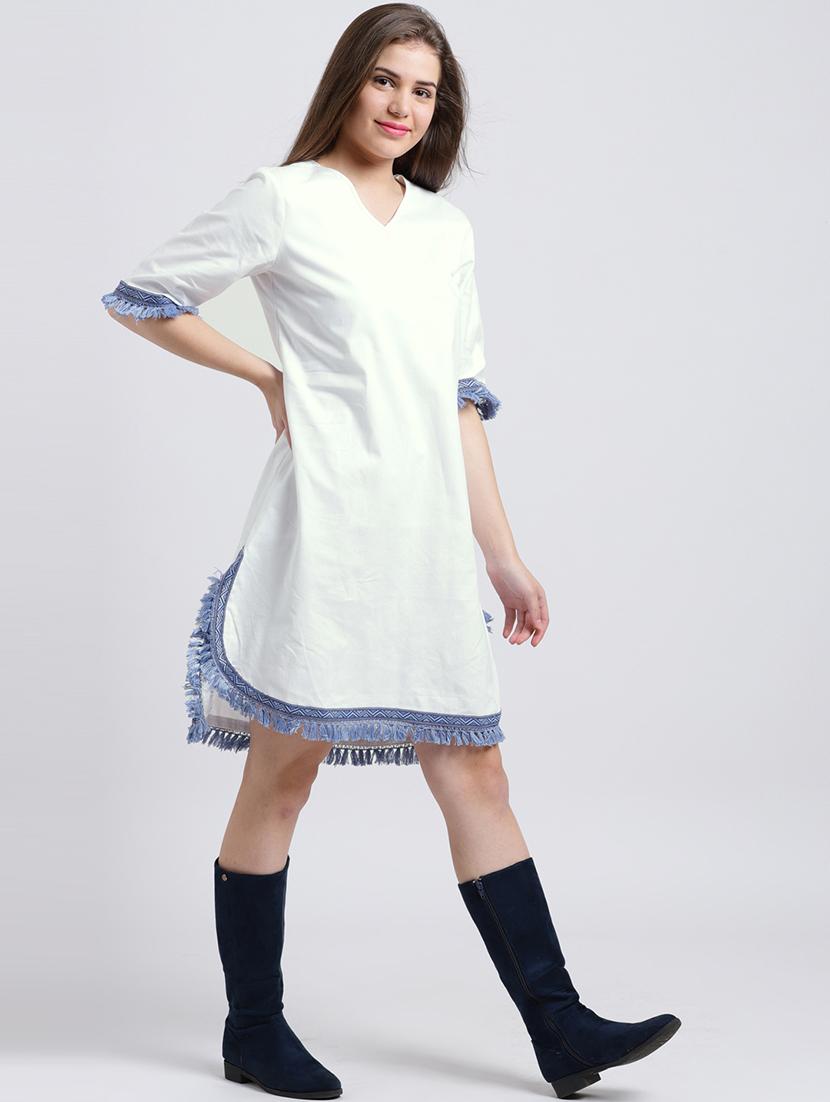 frayed detail lace shift dress - 15747111 - Zoom Image - 2