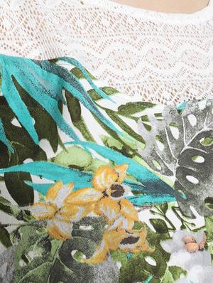 lace paneled tropical print crop top - 15747119 - Standard Image - 5