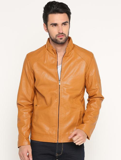 brown leather biker jacket - 15747173 - Standard Image - 1