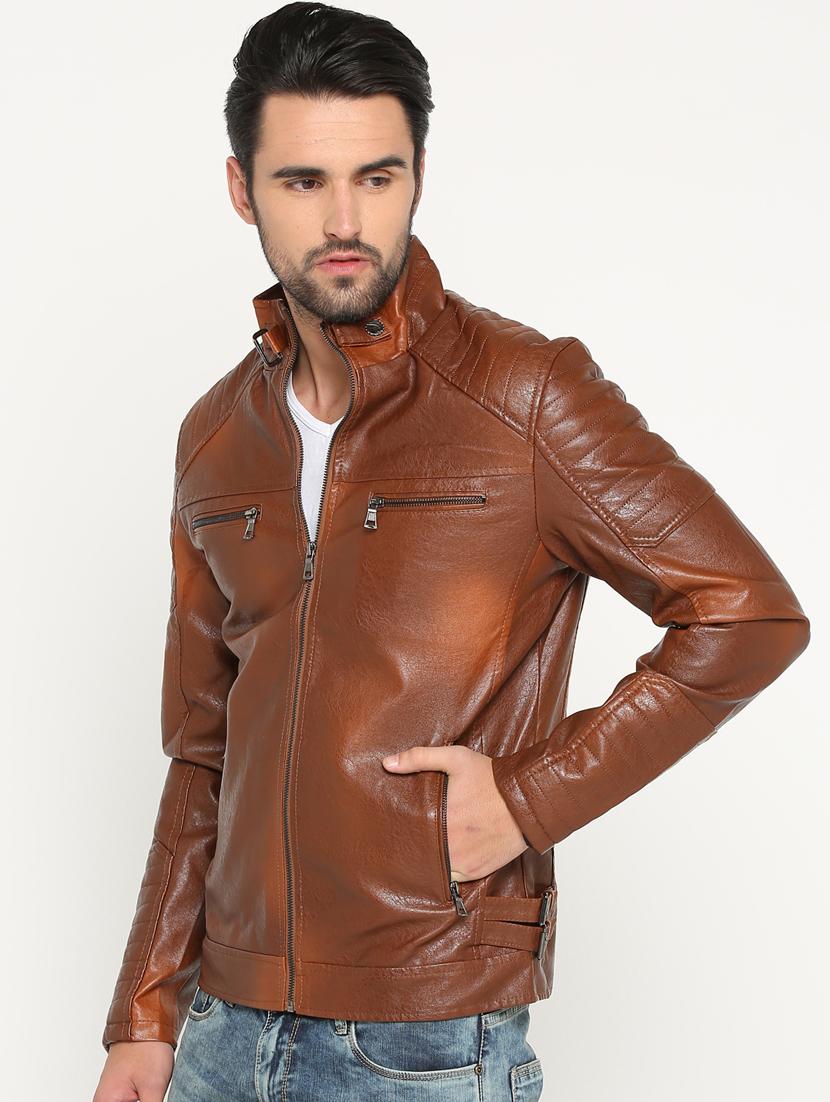 brown leather biker jacket - 15747192 - Zoom Image - 2