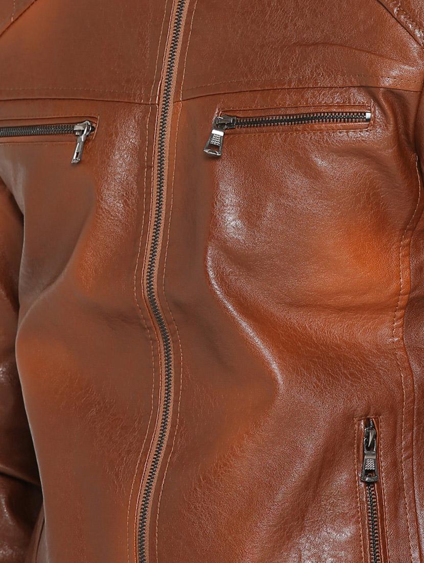 brown leather biker jacket - 15747192 - Zoom Image - 5